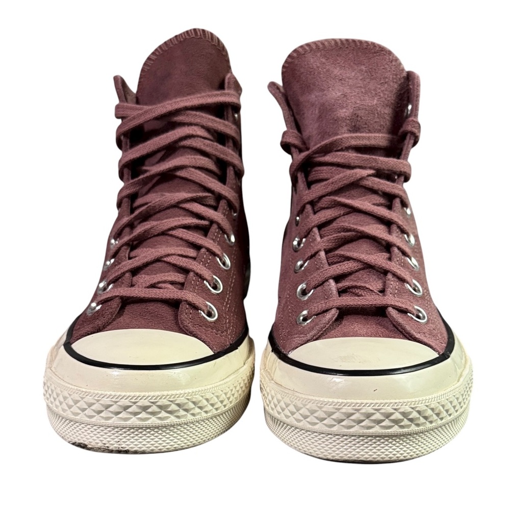 High-Top Suede Sneakers in Mauve Pink - Women's Casual Fashion - Picture 2 of 8